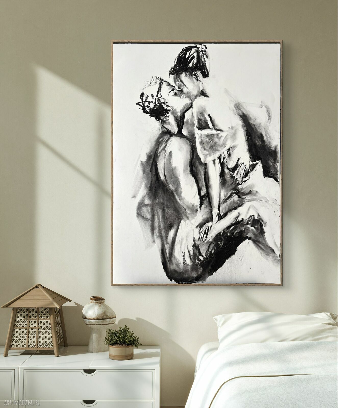 Lovers - oryginalny szkic węglem 100x70 cm