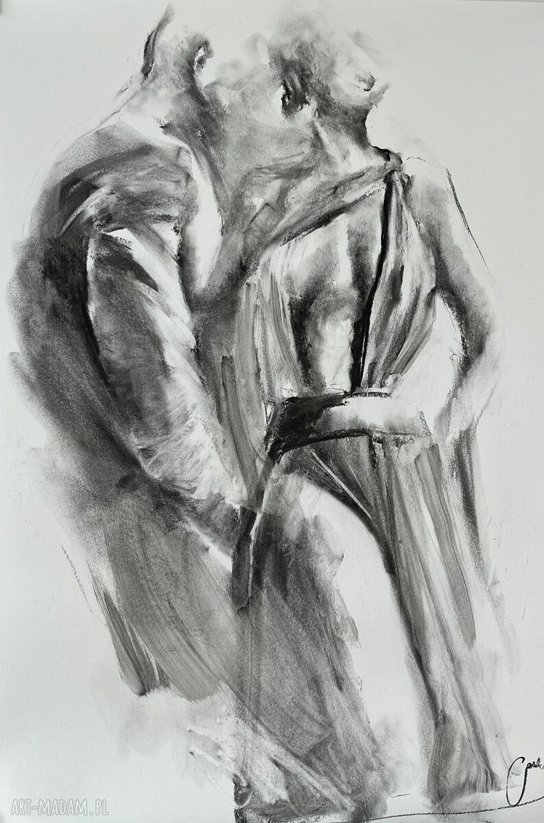 Lovers - obraz 100x70 z rysunkiem węglem