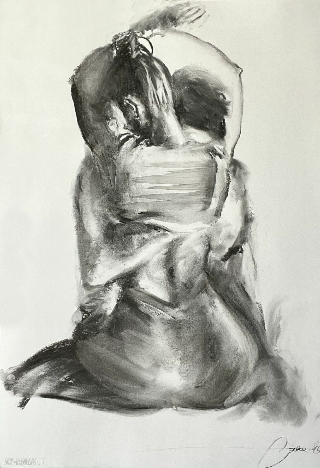 Lovers 100x70 - autorski rysunek węglem, który ociepla wnętrze