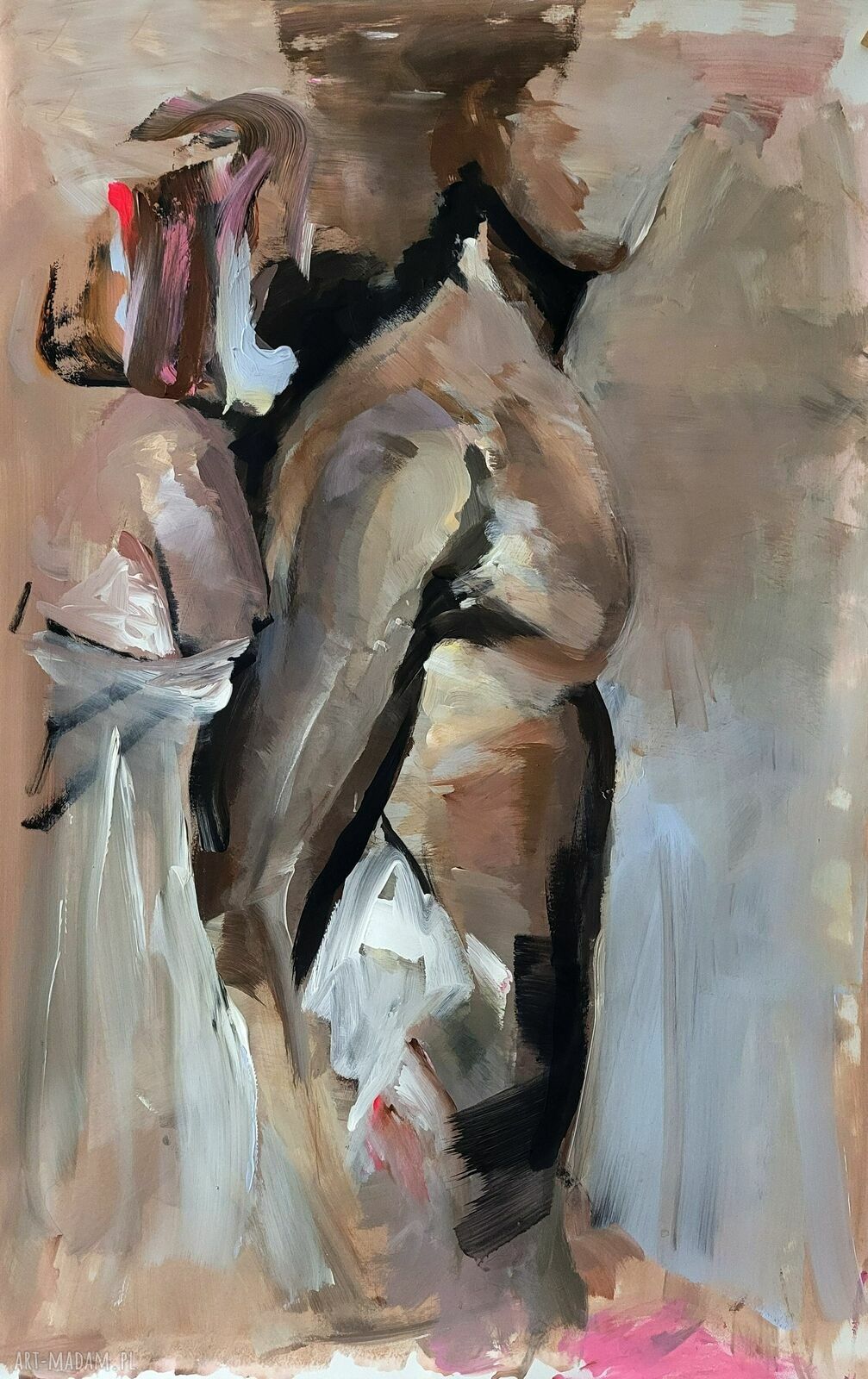 Lovers 100x70 - obraz kobieta i mężczyzna w ciepłej tonacji inkografia Giclee