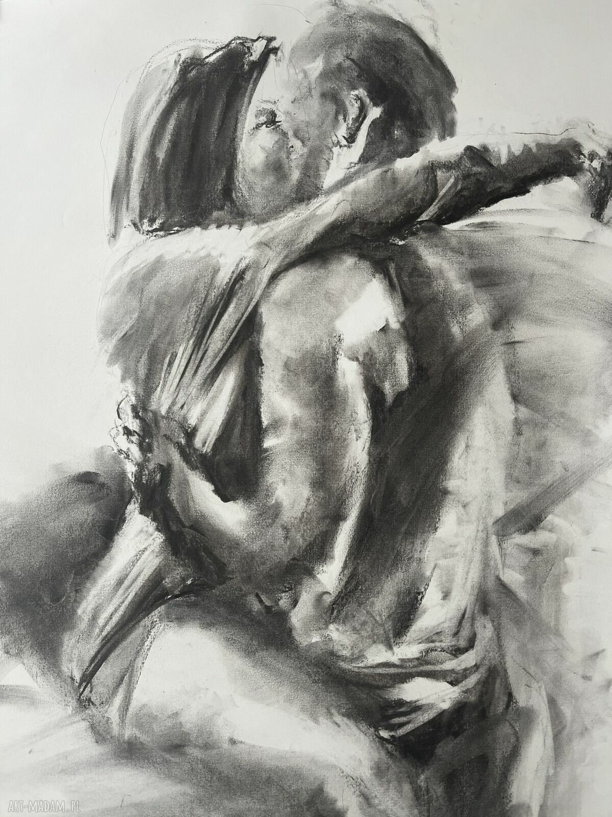 Lovers - obraz 100x70 z rysunku węglem nad łóżko