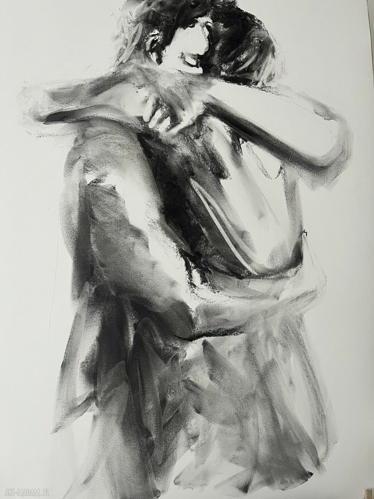 Lovers 100x70 - rysunek węglem do sypialni nad łóżko