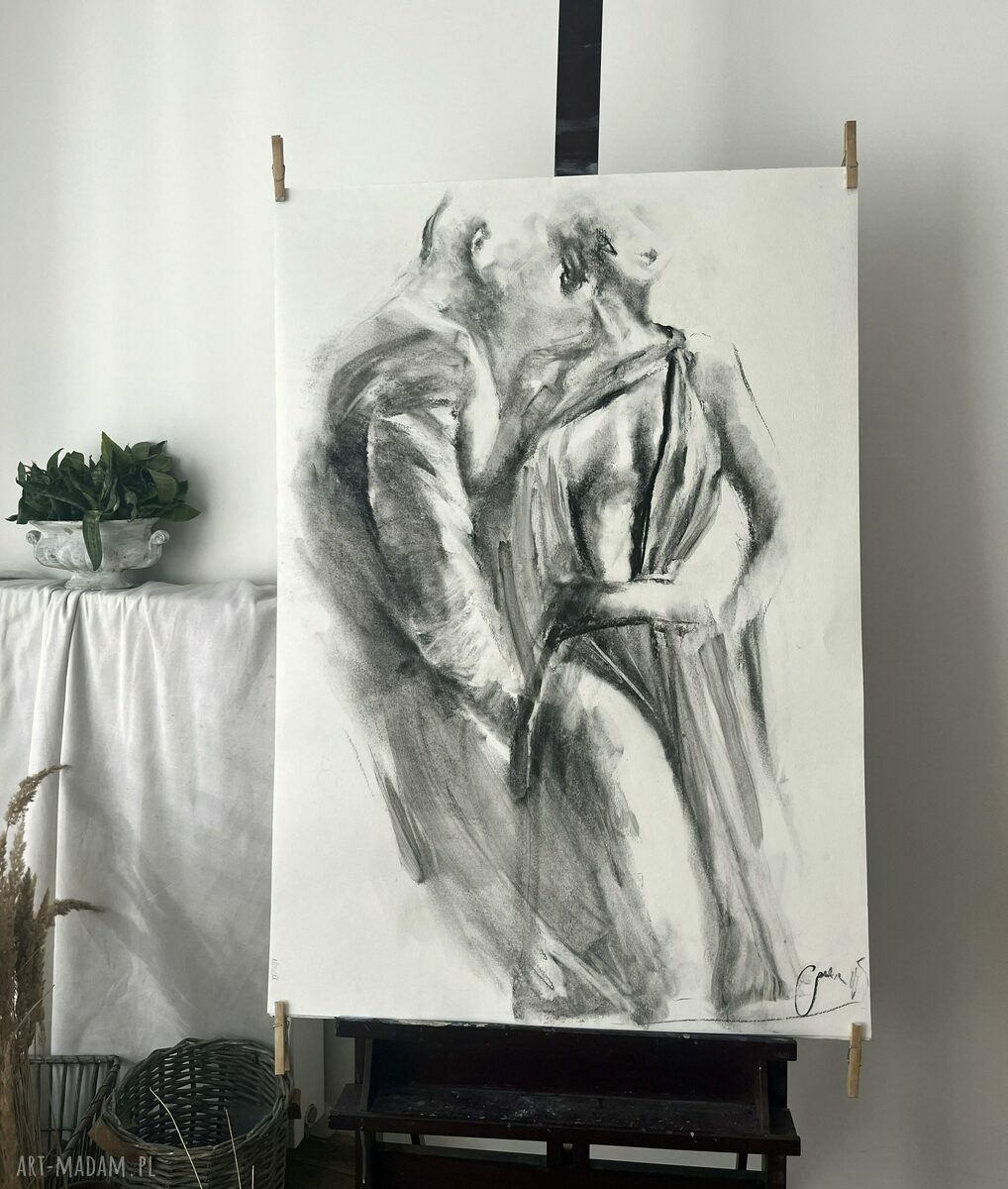 Lovers - obraz 100x70 z rysunkiem węglem