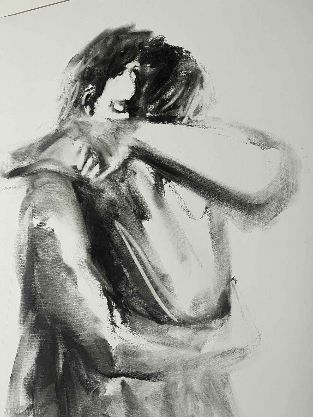 Lovers 100x70 - rysunek węglem do sypialni nad łóżko