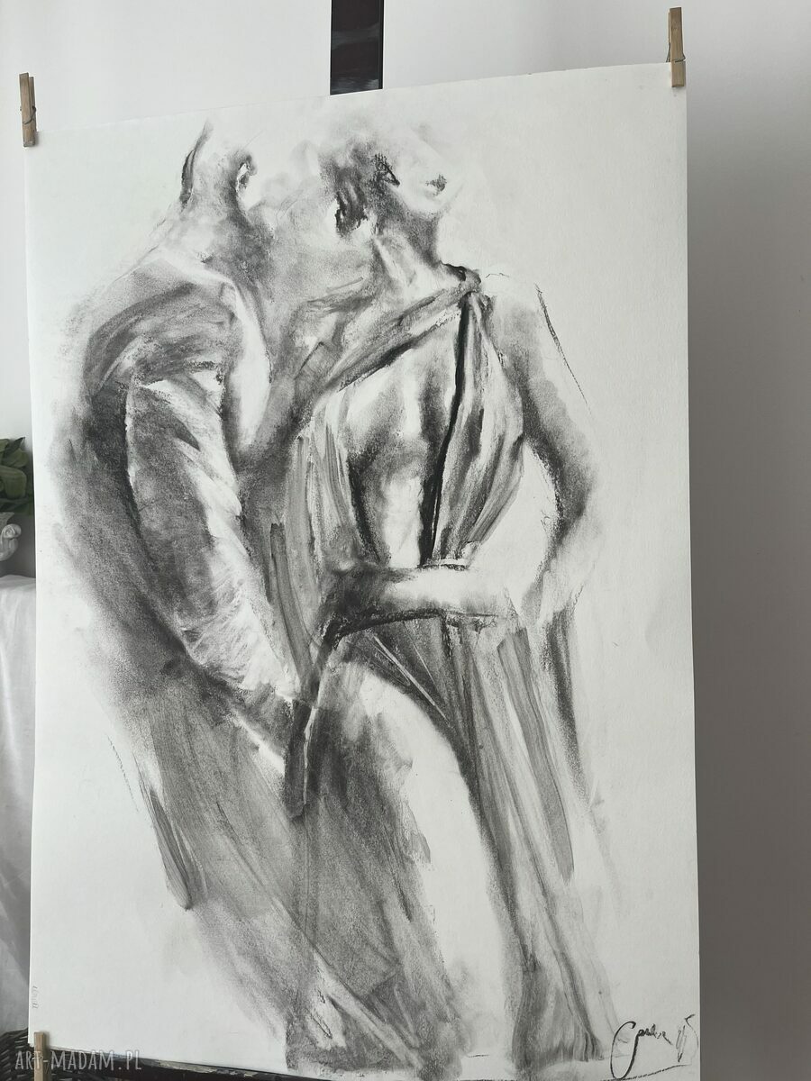 Lovers - obraz 100x70 z rysunkiem węglem