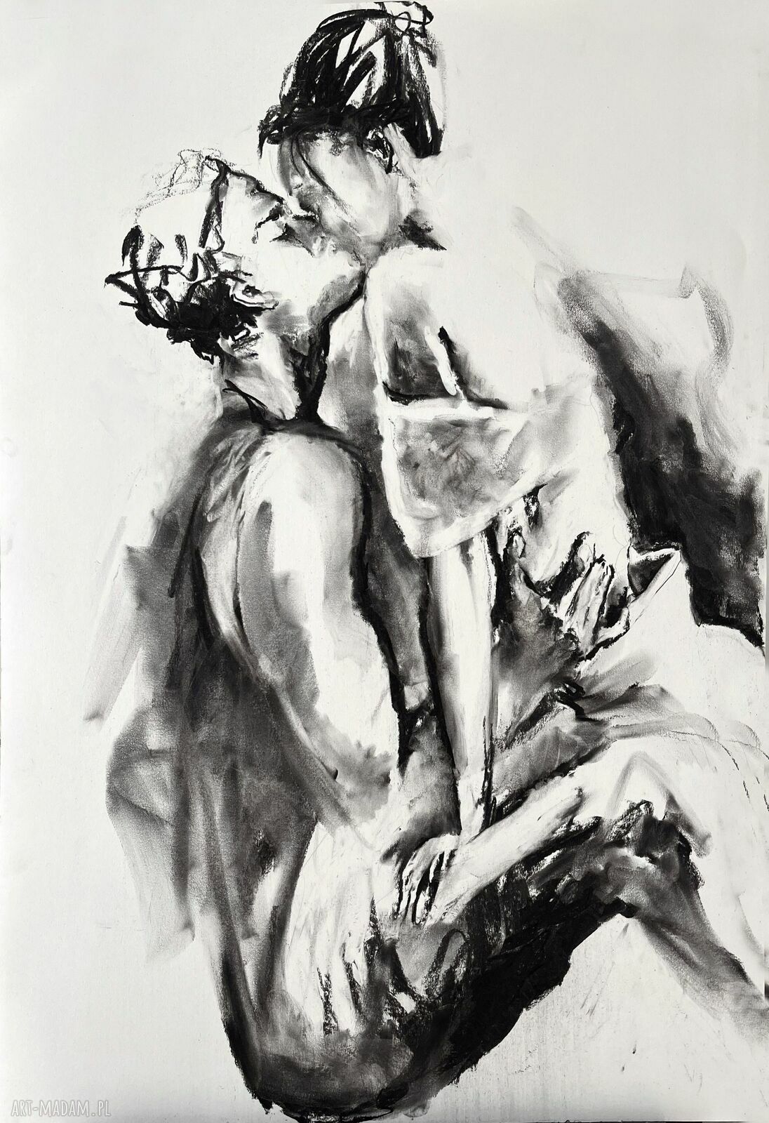 Lovers - oryginalny szkic węglem 100x70 cm