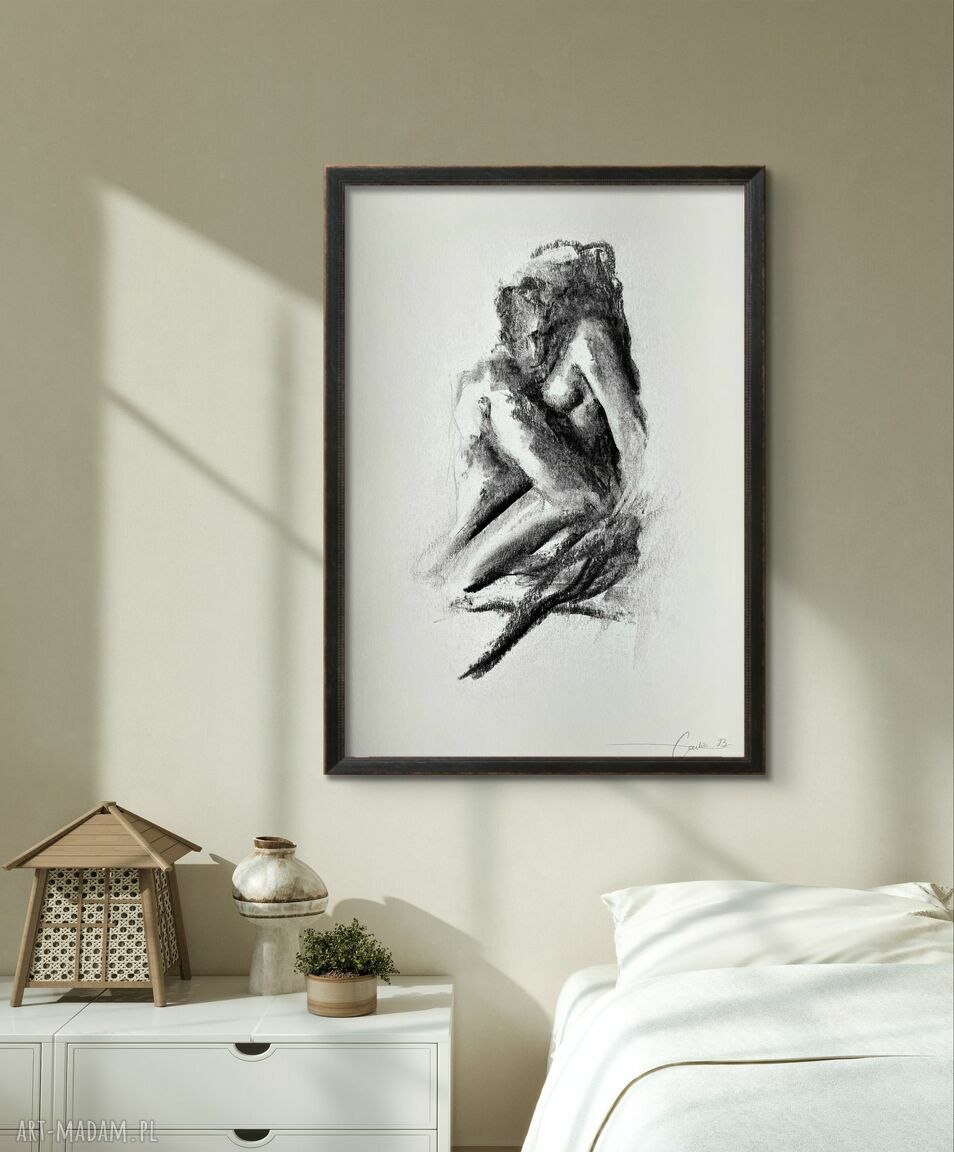Lovers - czarno-biała grafika kochanków 100x70 cm