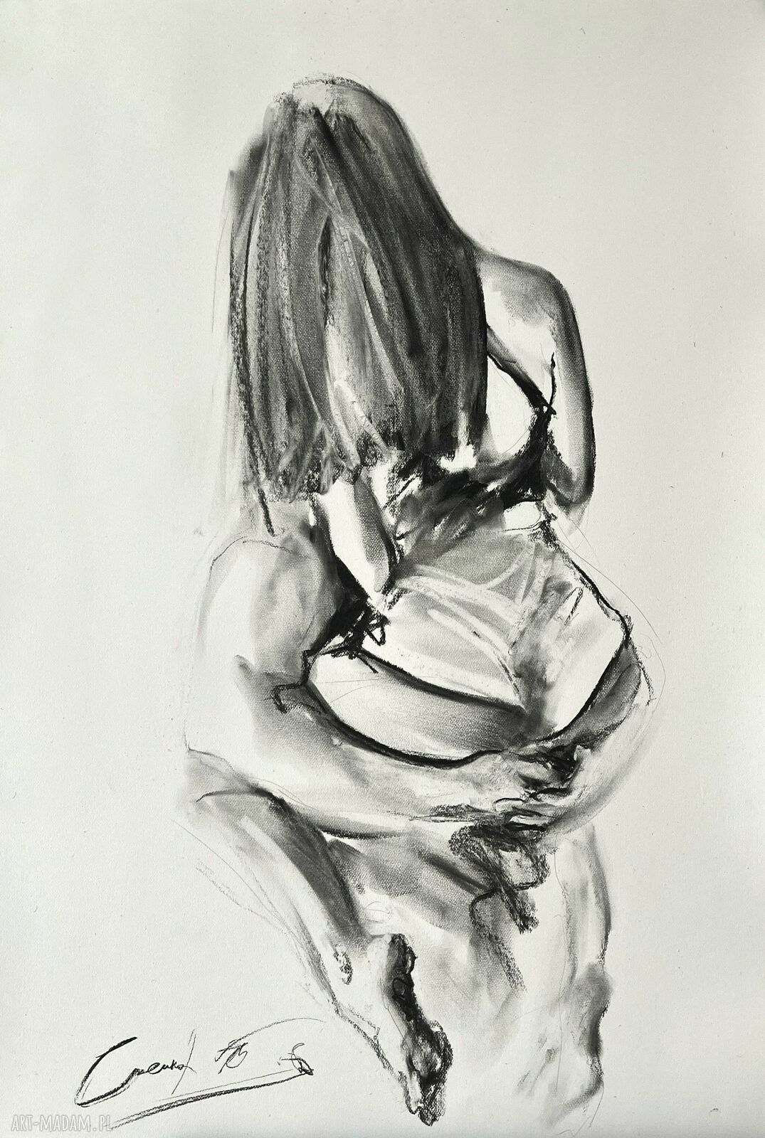 Lovers! - obraz 100x70 cm ze szkicem węglem do sypialni