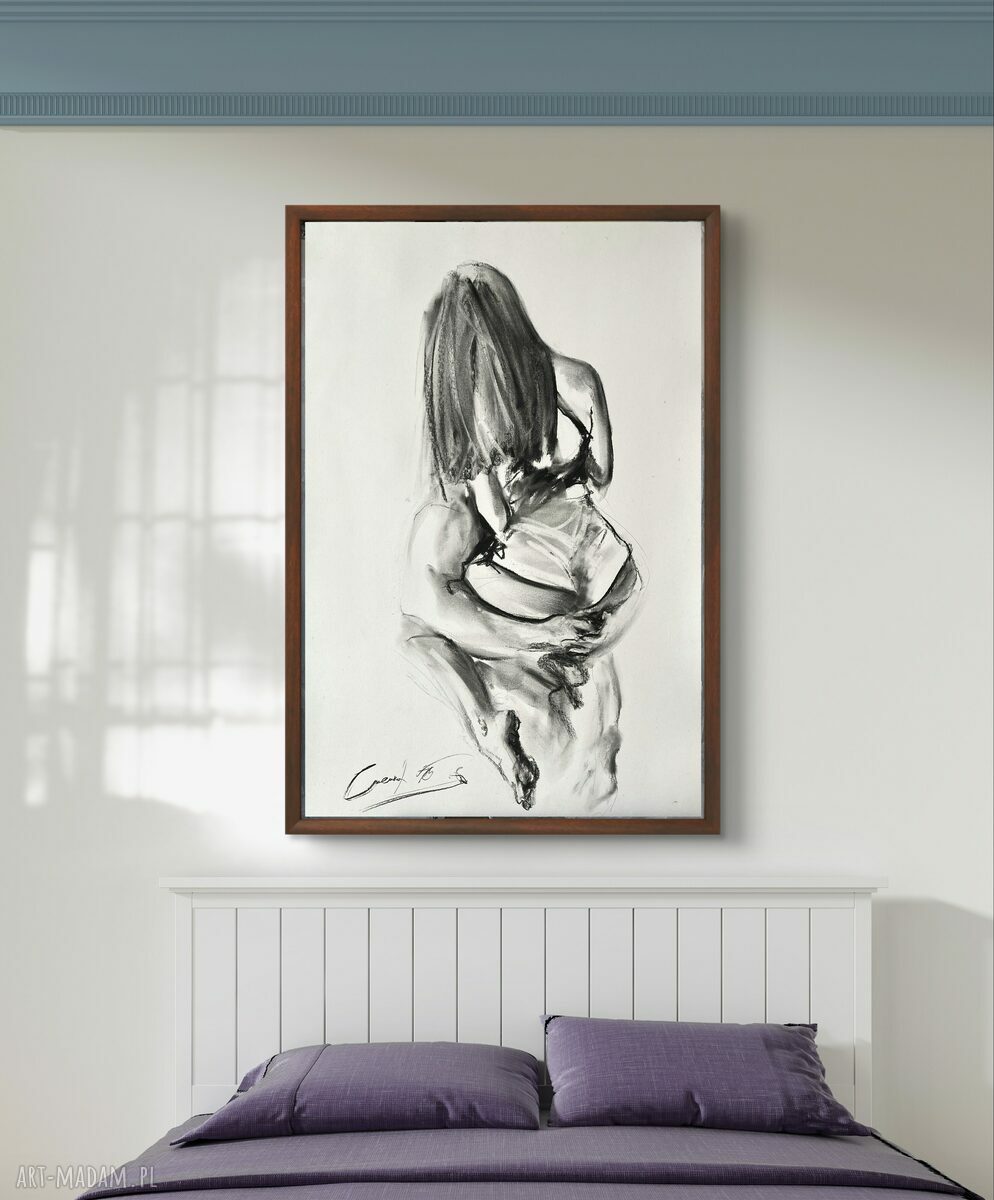 Lovers! - obraz 100x70 cm ze szkicem węglem do sypialni