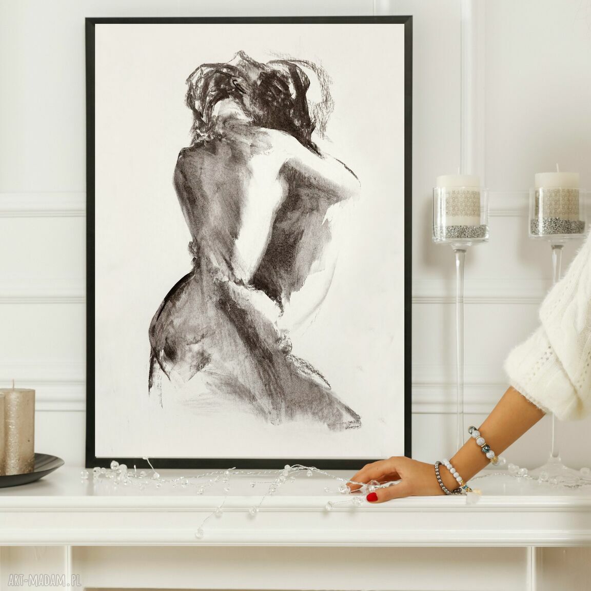Lovers - plakat 30x42 z czarno-białym szkicem (inkografia Louka)