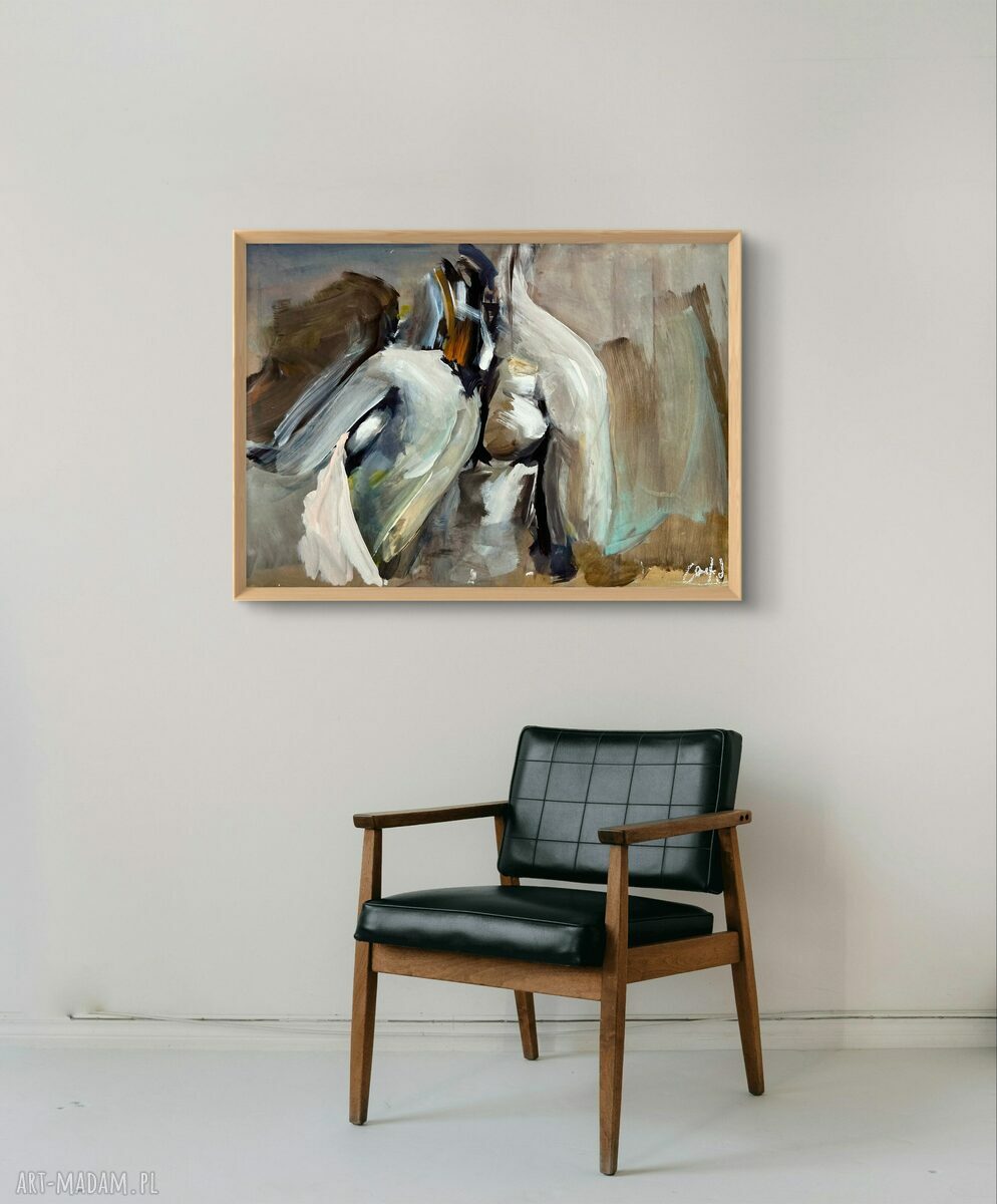 Plakat Lovers 40x60 - szkic kochankowie w stylu Louka