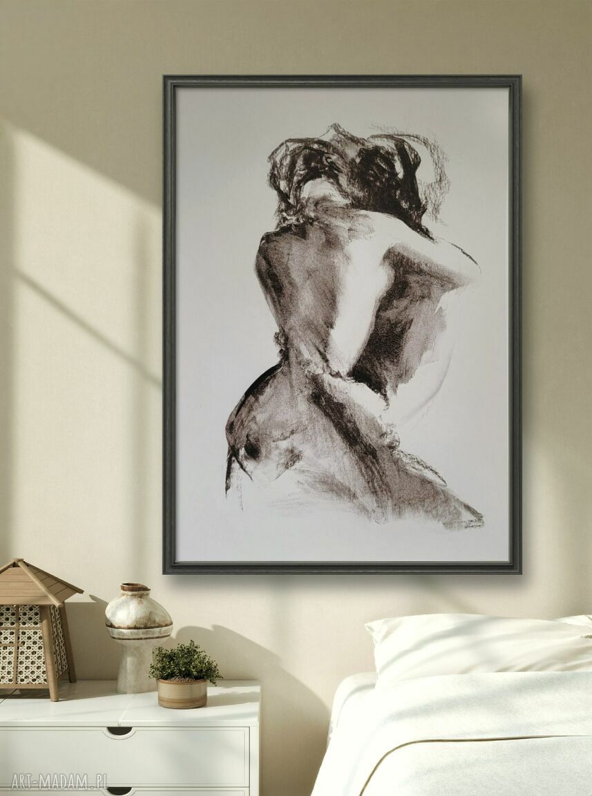 Lovers - 50x70 zmysłowy szkic kochanków do sypialni