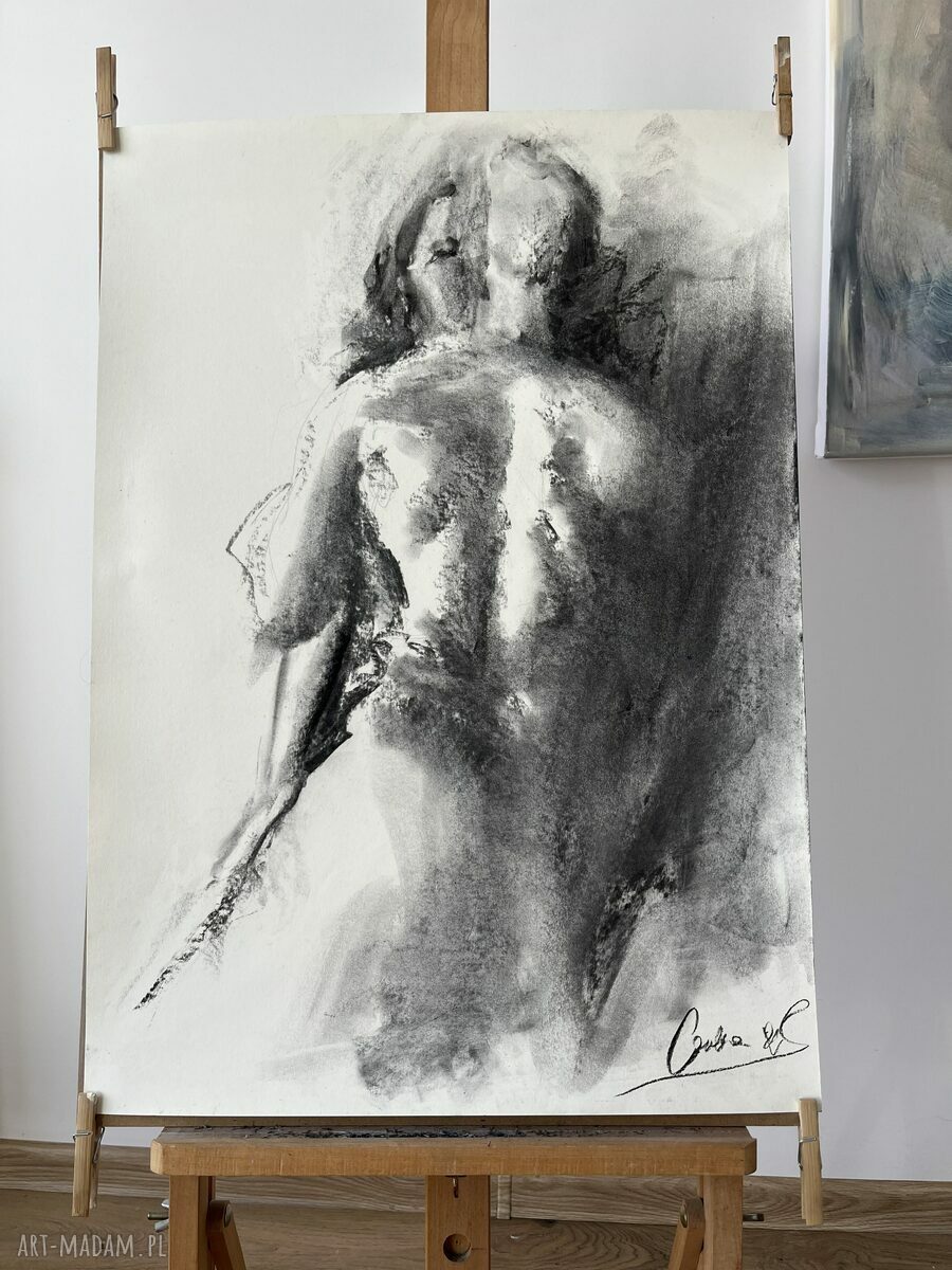 Lovers - obraz do sypialni 50x70 ze szkicem węglem (para kochanków)
