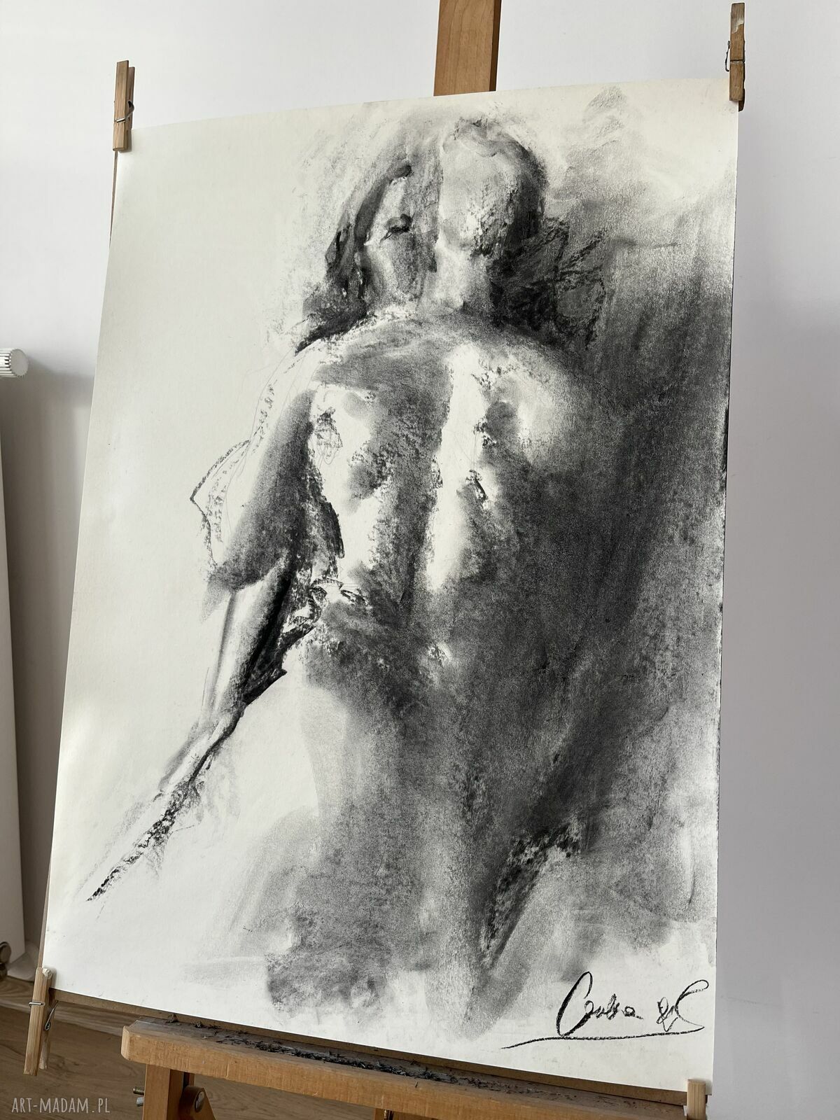 Lovers - obraz do sypialni 50x70 ze szkicem węglem (para kochanków)