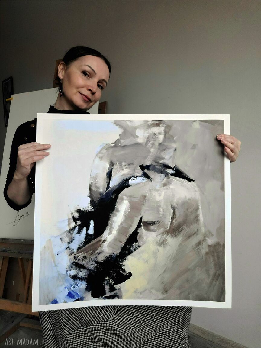 Lovers 57x57 - pastelowy plakat inkografia dla par do salonu i sypialni