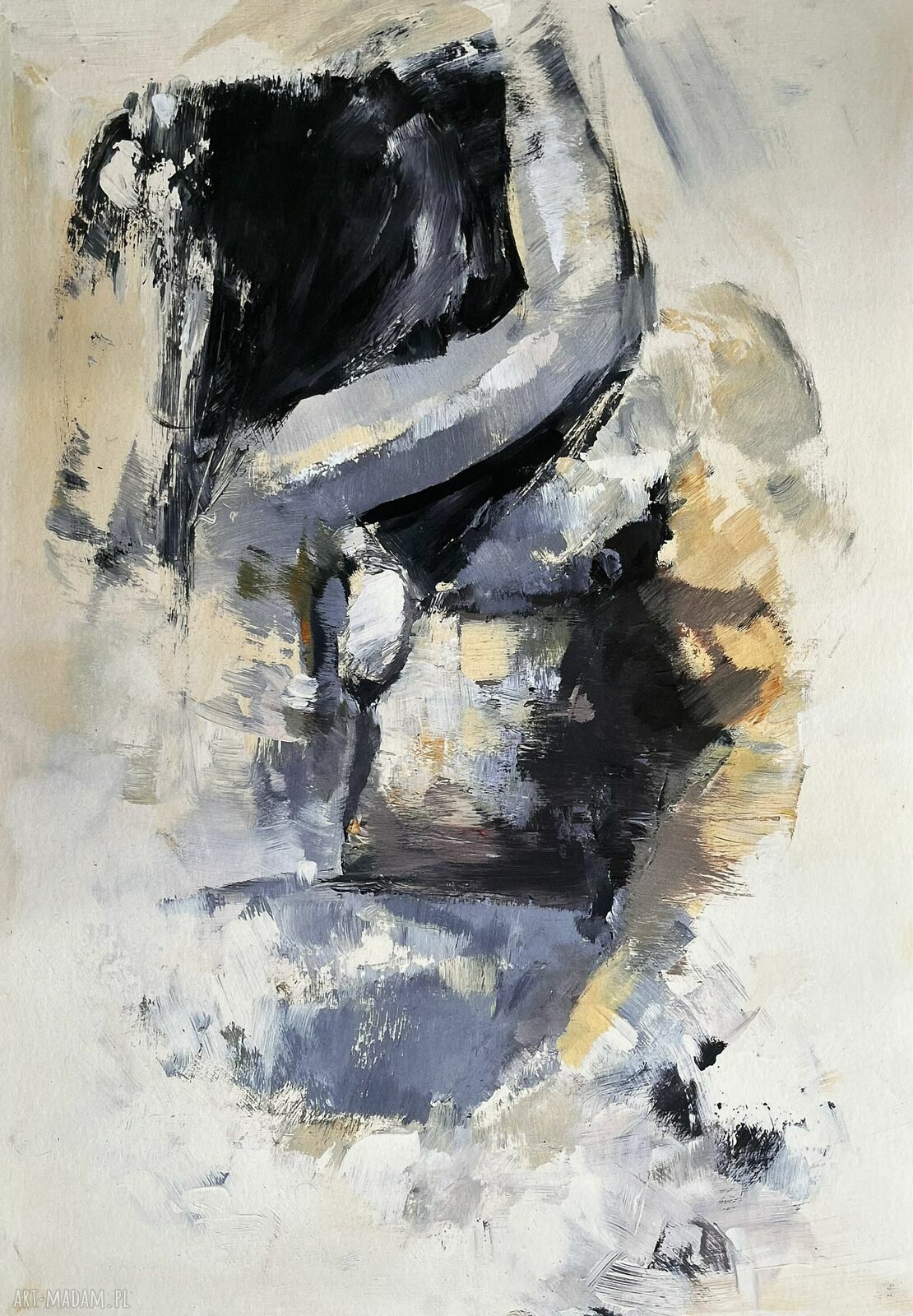 Lovers - obraz nad łóżko 60x90 cm niebiesko-beżowy, inkografia na płótnie