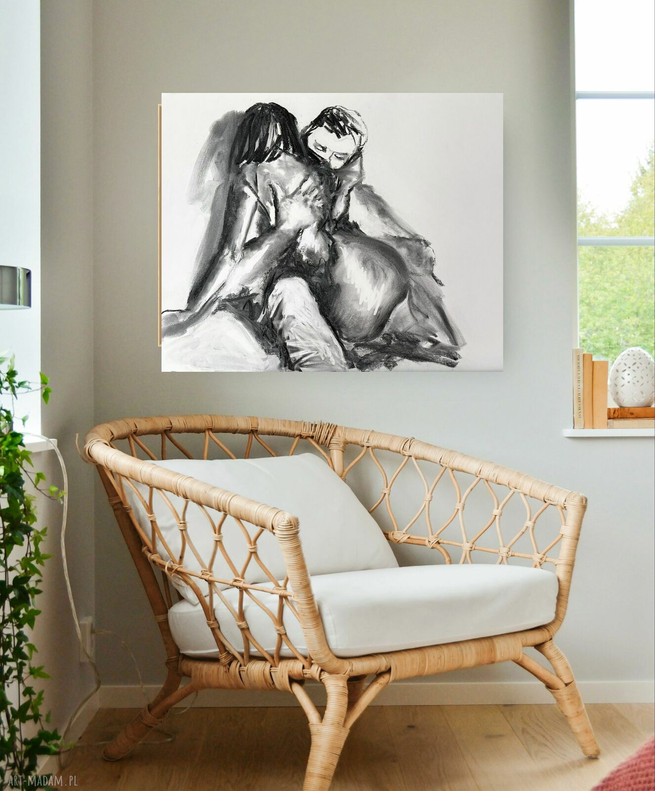 Lovers - obraz węglowy 70x75 cm do sypialni pod szkło