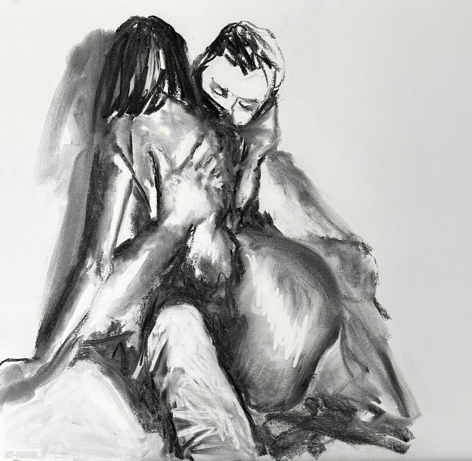 Lovers - obraz węglowy 70x75 cm do sypialni pod szkło