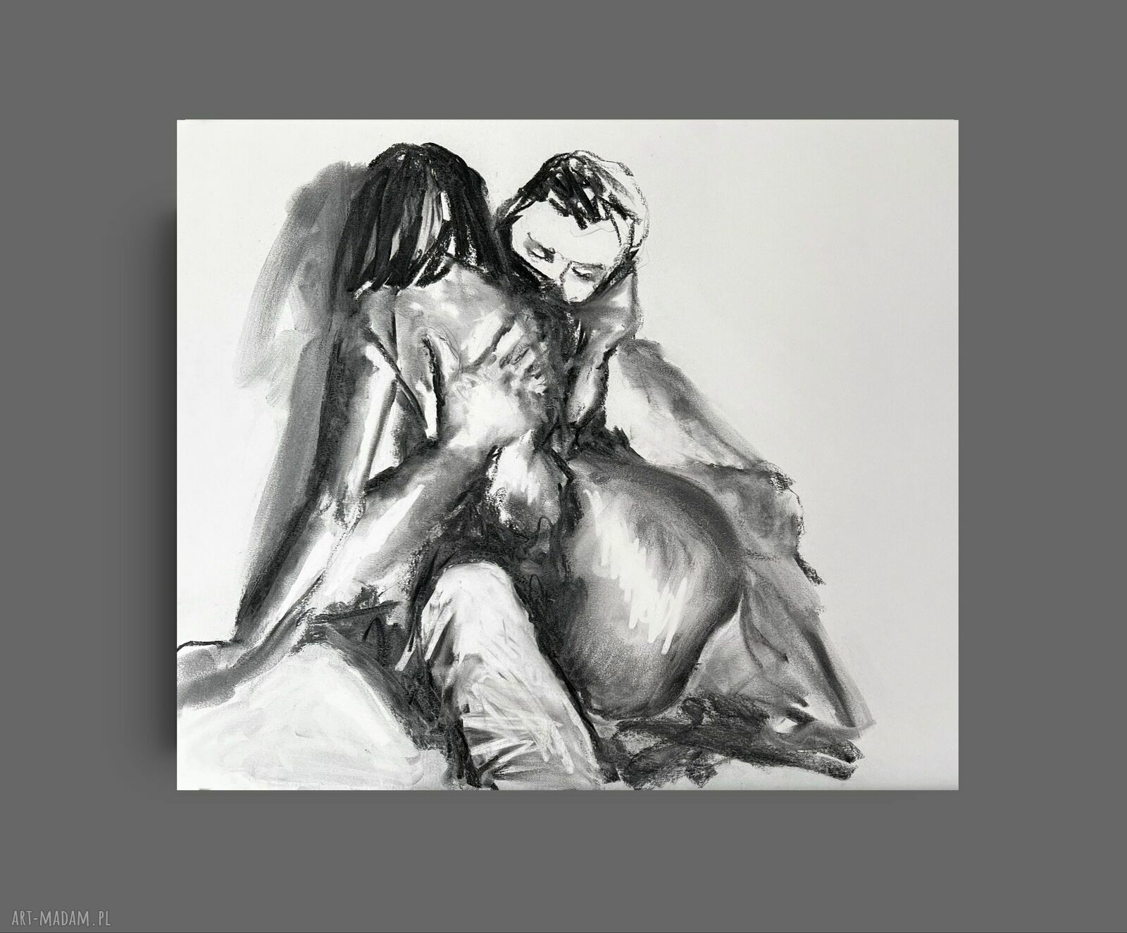 Lovers - obraz węglowy 70x75 cm do sypialni pod szkło