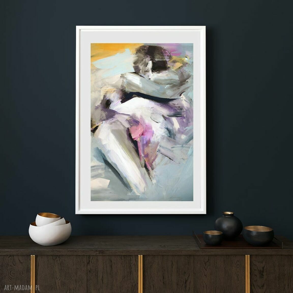 Lovers 81x57 - obraz do sypialni i salonu (81x57 cm) w pastelowej tonacji