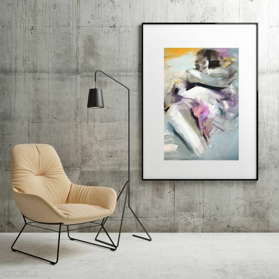 Lovers 81x57 - obraz do sypialni i salonu (81x57 cm) w pastelowej tonacji