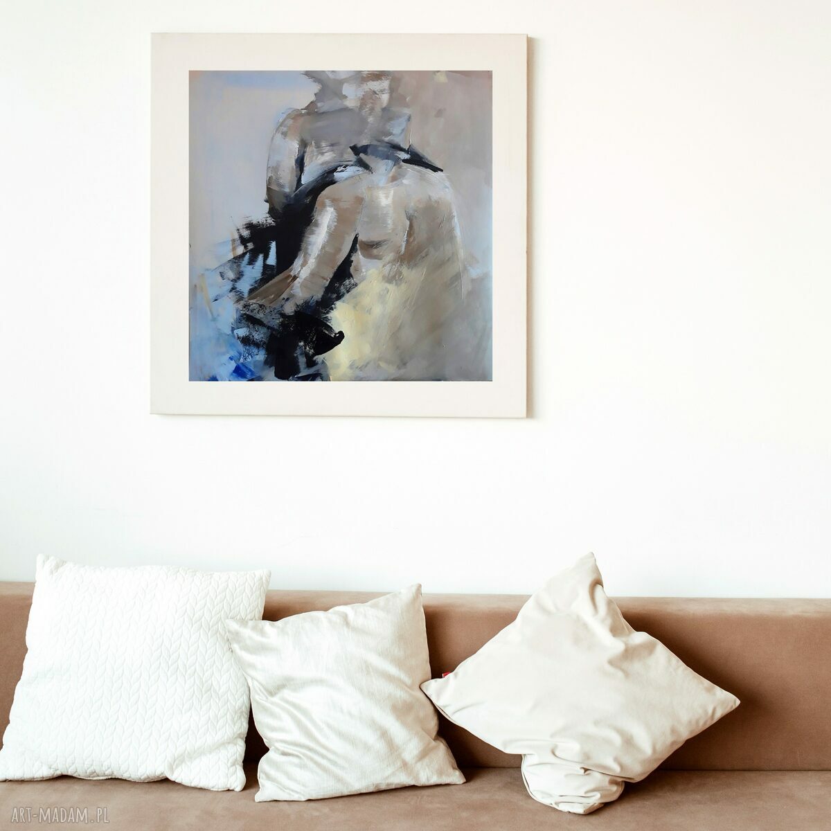 Lovers Blue - obraz do sypialni 57x57 cm w pastelowej tonacji