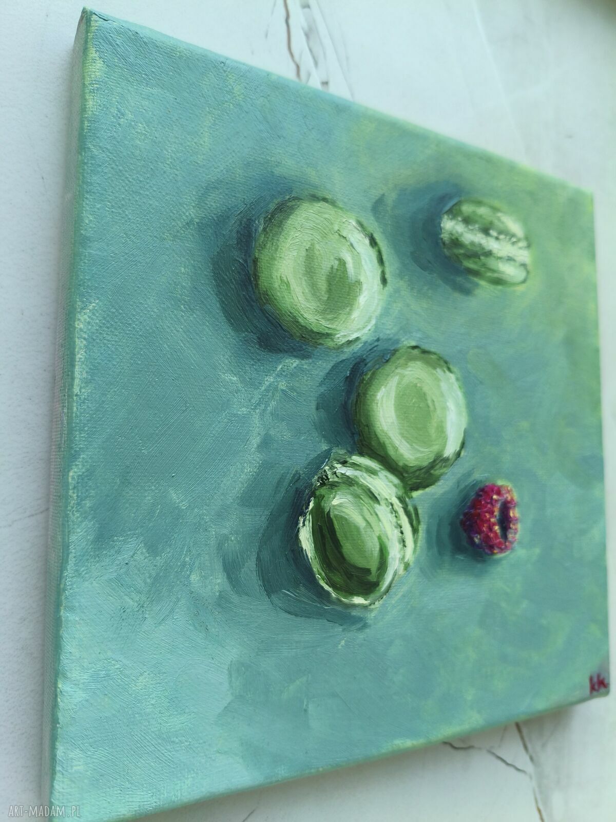 Komplet 2 obrazów Matcha Lovers 20x20 - zielony dyptyk zen (olej na płótnie)