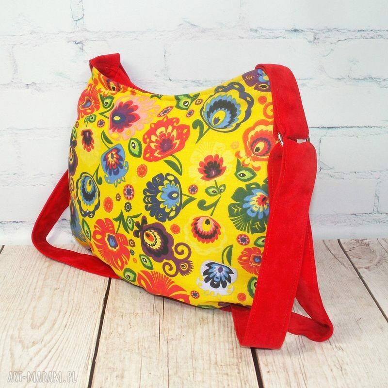 Łowicz w Czerwieni - torebka na ramię folkowa handmade