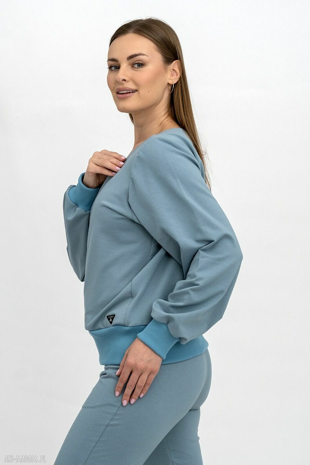 Bluza Luccy niebieska do serka - ręcznie robiona