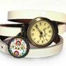 handmade zegarki ludowe wzorki zegarek/bransoletka na skórzanym pasku