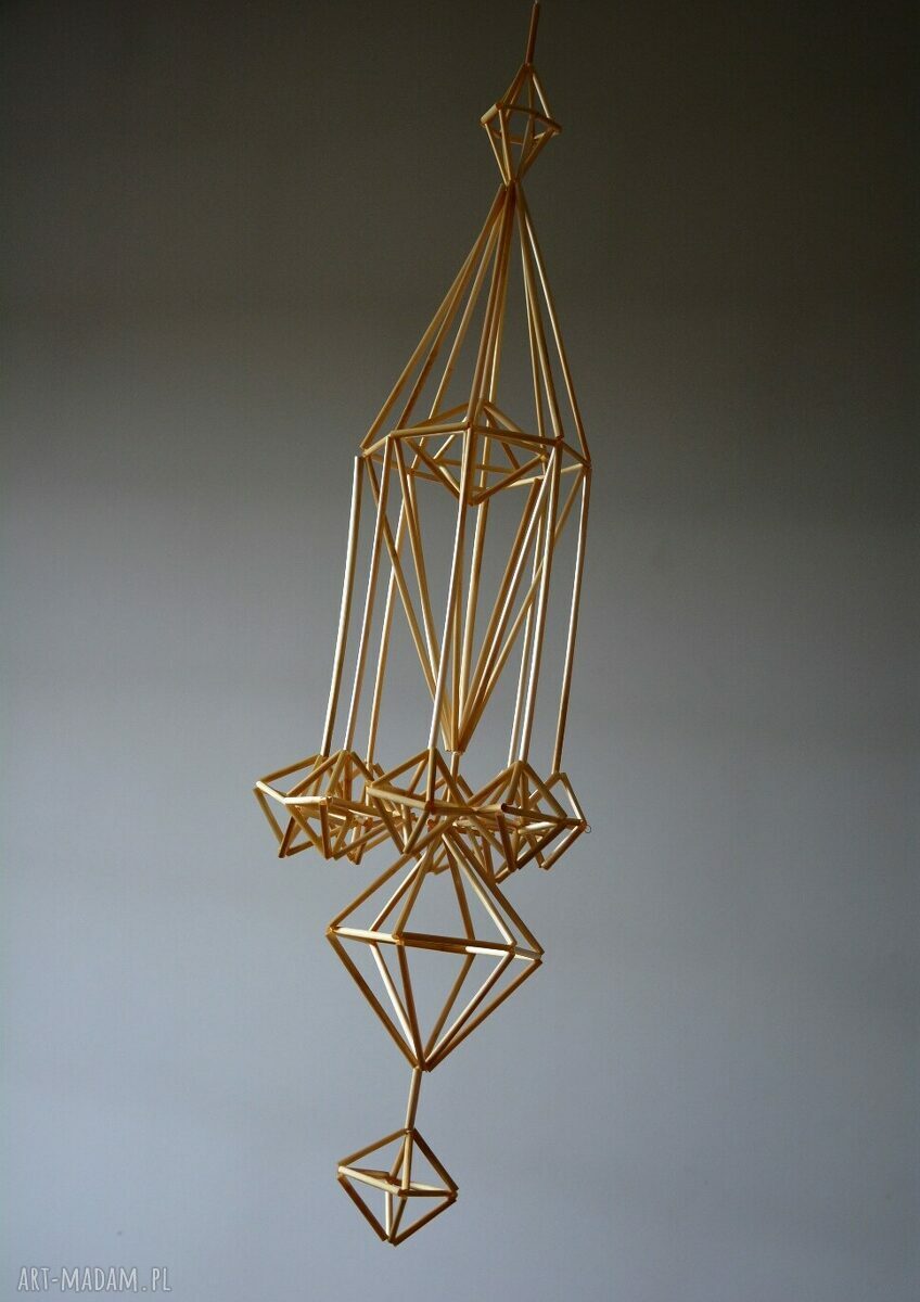 Pająk ludowy ze słomy - żółta ozdoba wielkanocna do powieszenia (85 cm)