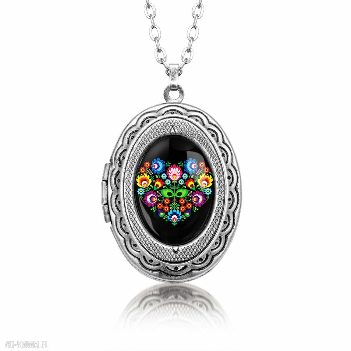 Sekretnik owalny SLAVIC LOVE - ludowy serduszka wisiorek handmade
