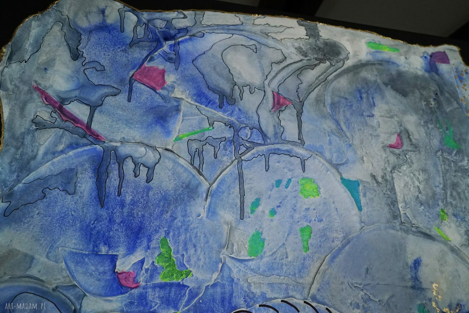 Lufcik Ulissesa - abstrakcyjny obraz akrylowy na płótnie 100x100 cm