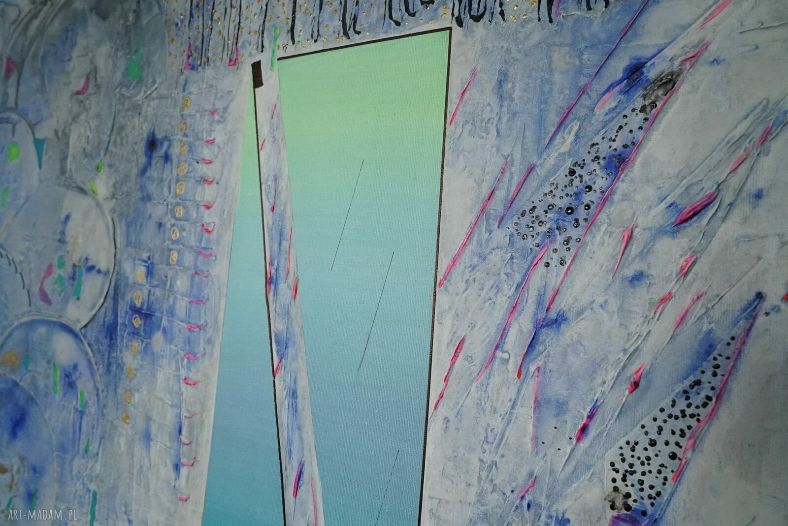 Lufcik Ulissesa - abstrakcyjny obraz akrylowy na płótnie 100x100 cm