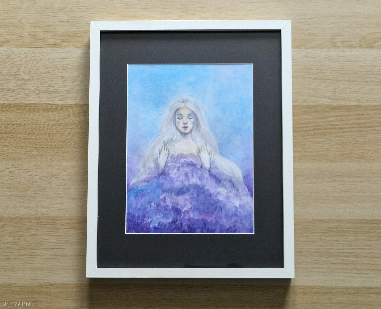 „Lukrecja” - kobiecy portret. Akwarela oprawiona w ramkę