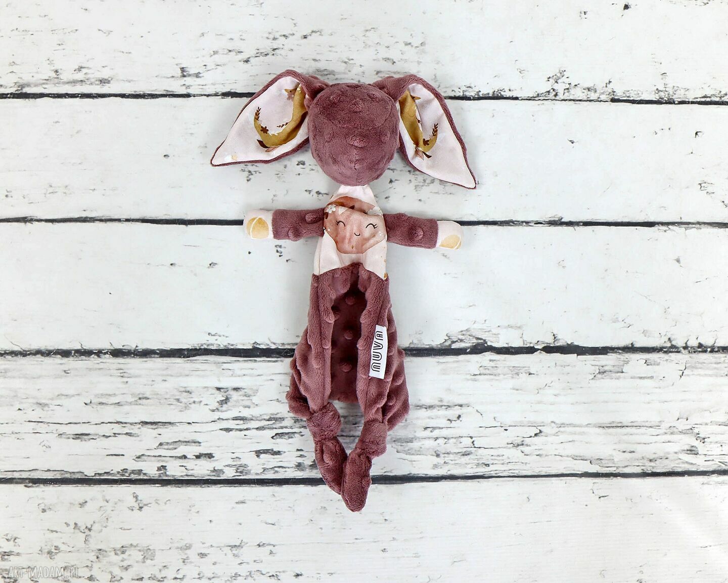 Luluś Królik Boho Space w kolorze róż - pierwsza przytulanka sensoryczna dla niemowląt