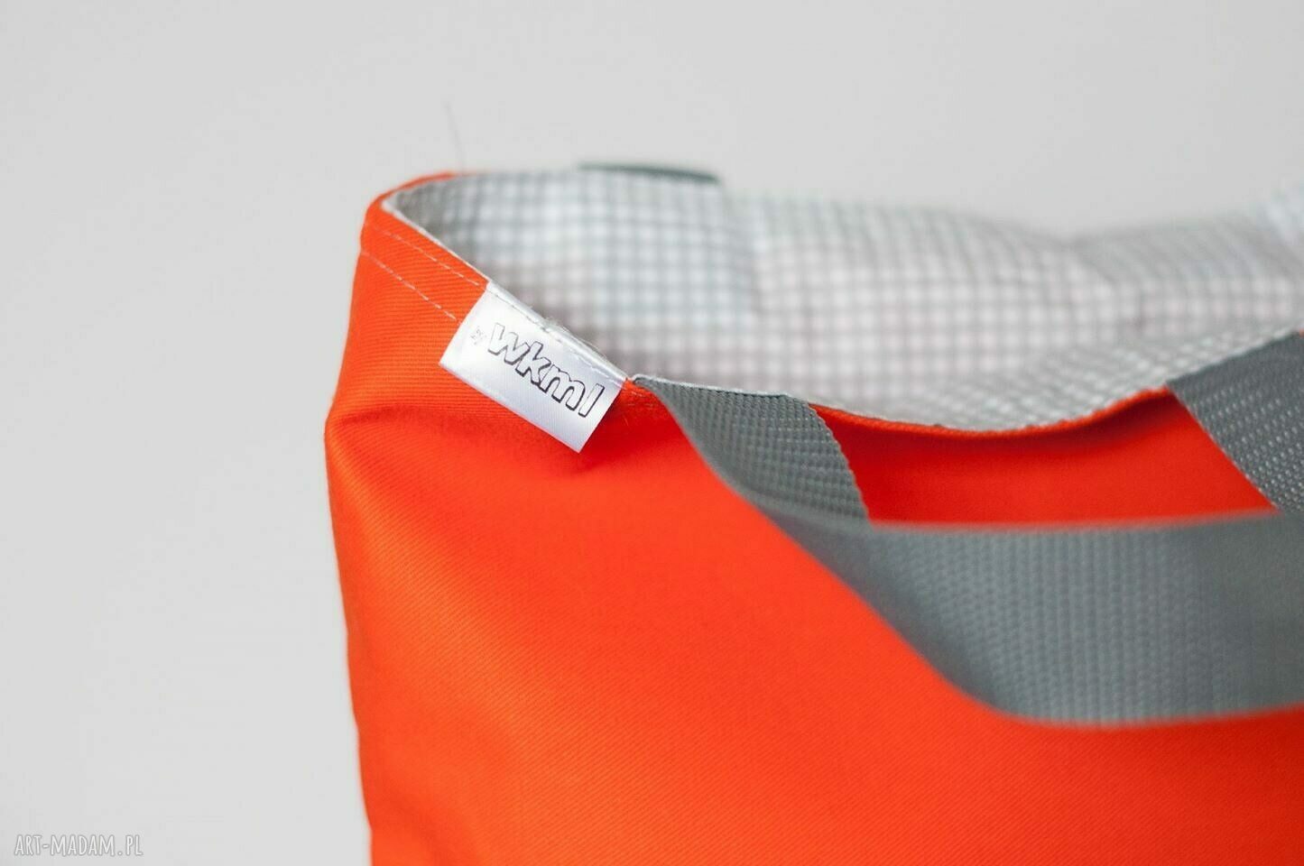 Lunch Bag by WKML - bawełniana torba na drugie śniadanie w pomarańczowo-szare kropki