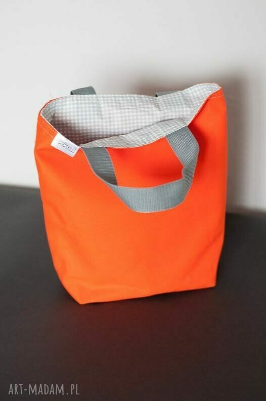 Lunch Bag by WKML - bawełniana torba na drugie śniadanie w pomarańczowo-szare kropki