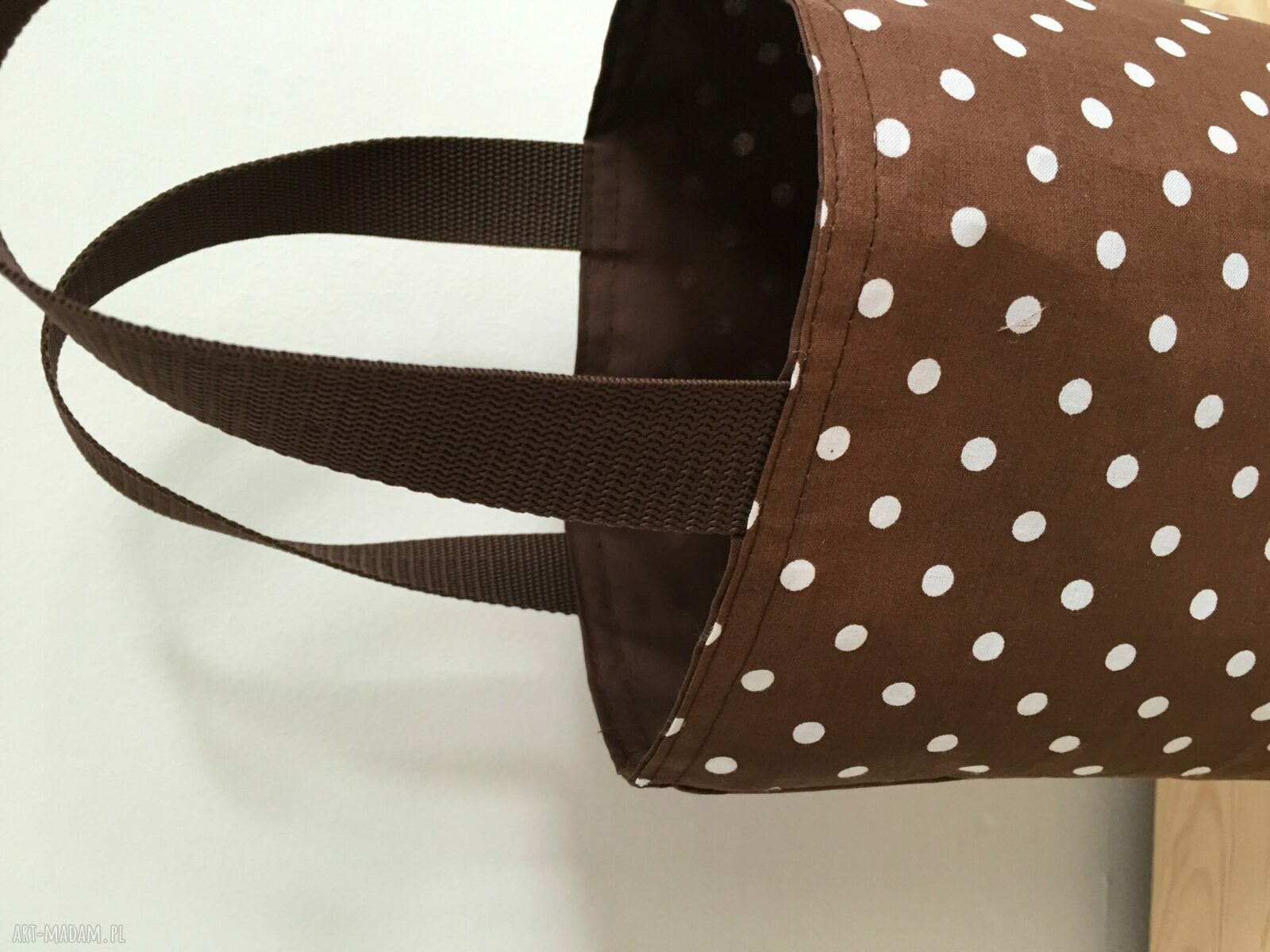 Lunch Bag by WKML brązowa - duże białe kropki