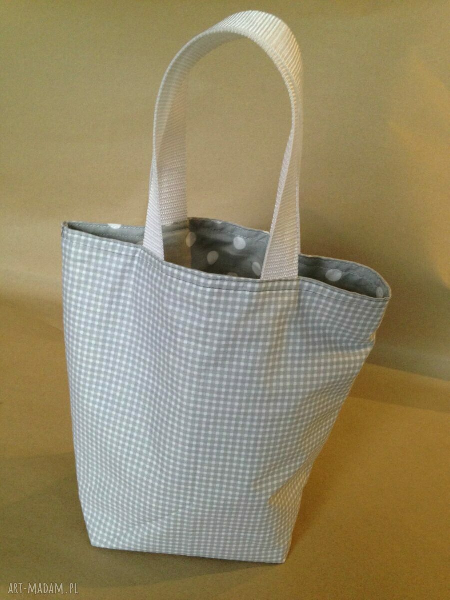 Lunchbag 'Mysz w kratkę' - ręcznie robiona torba na drugie śniadanie