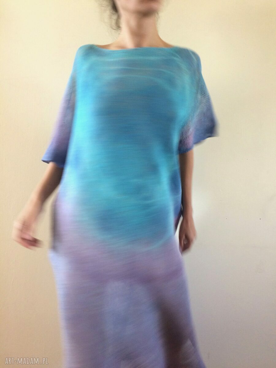 Luźna długa sukienka lniana oversize - 100% lnu (one size)