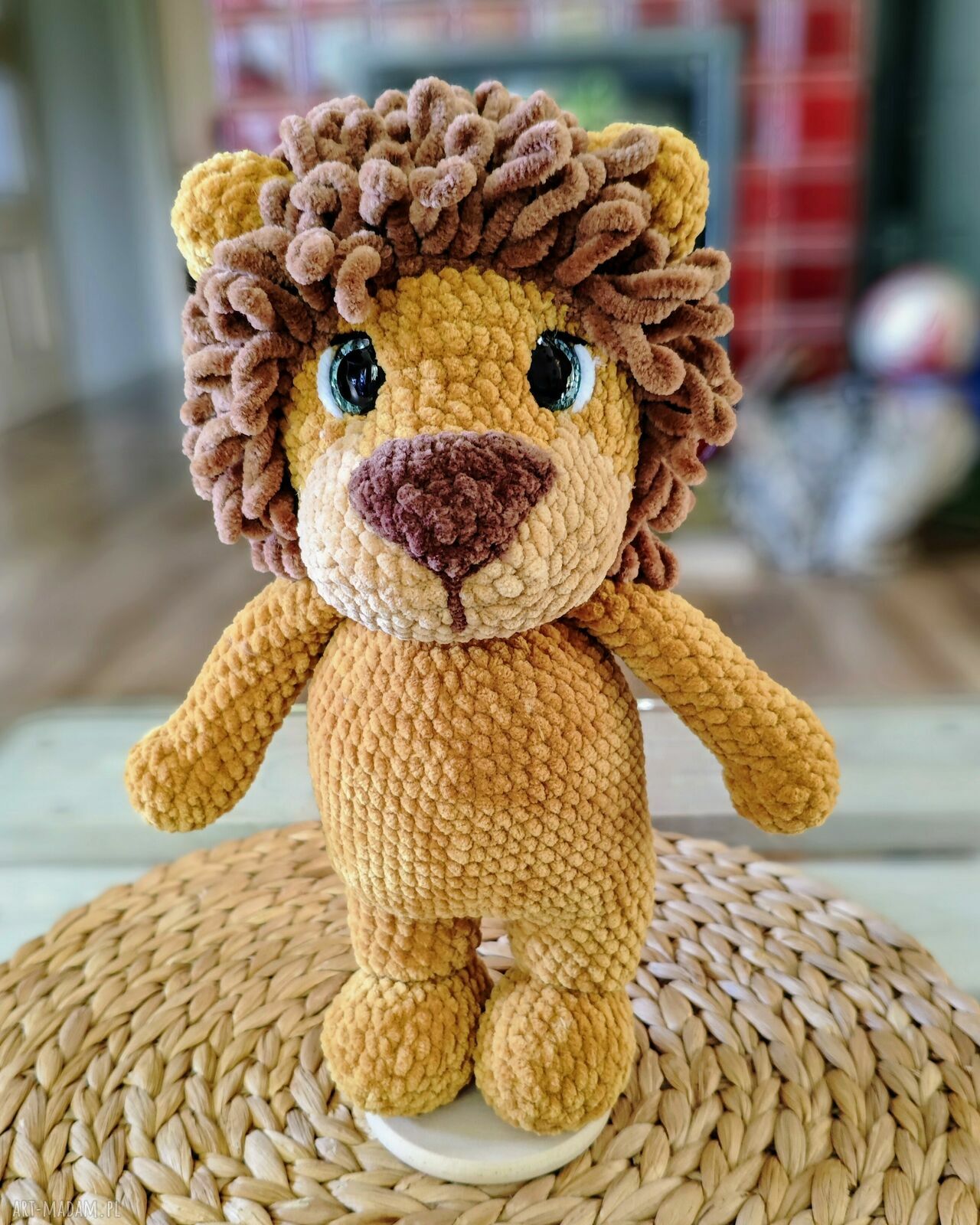 maskotki: Piękny szydełkowy lew autorskie