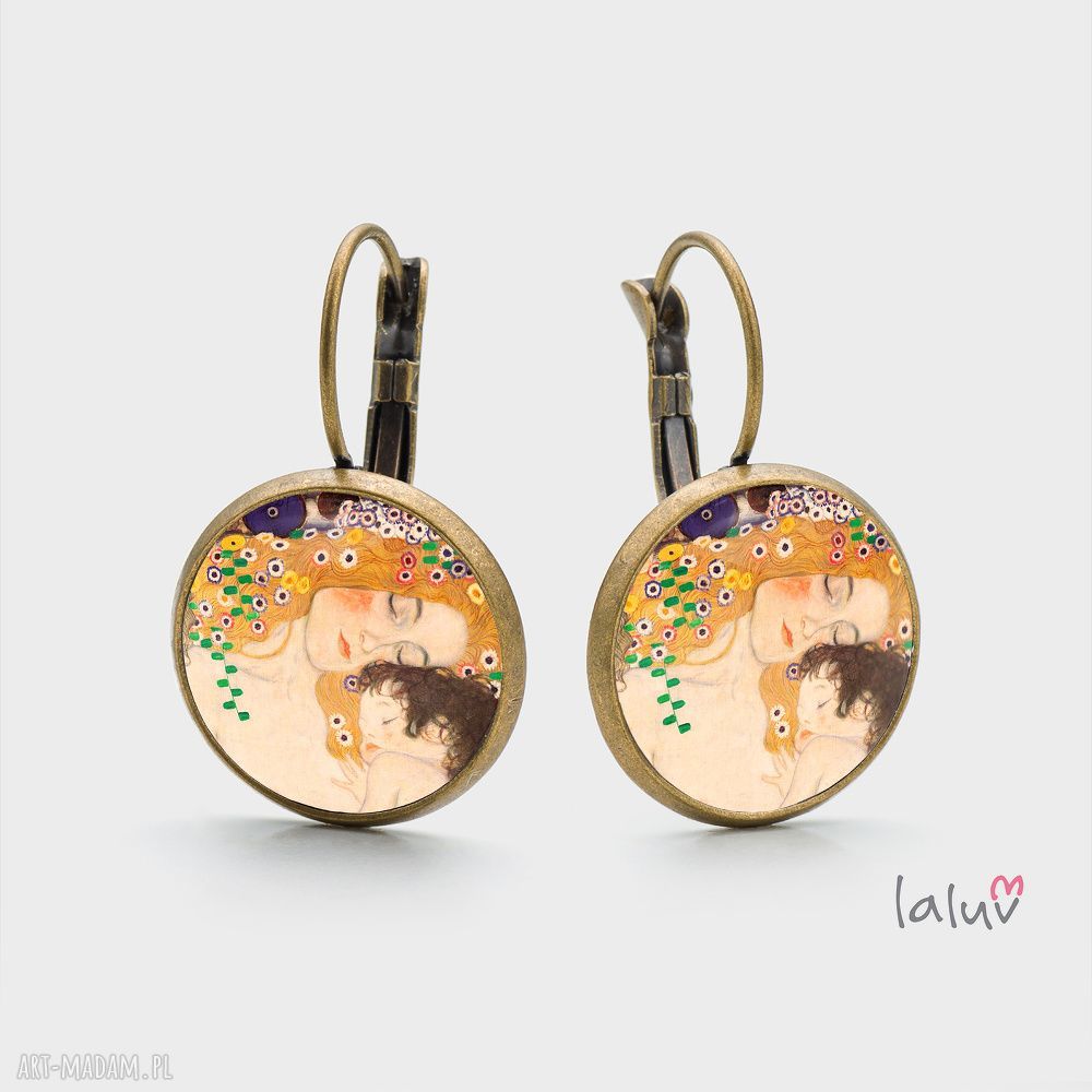 Kolczyki wiszące Klimt „Matka” - ręcznie robione