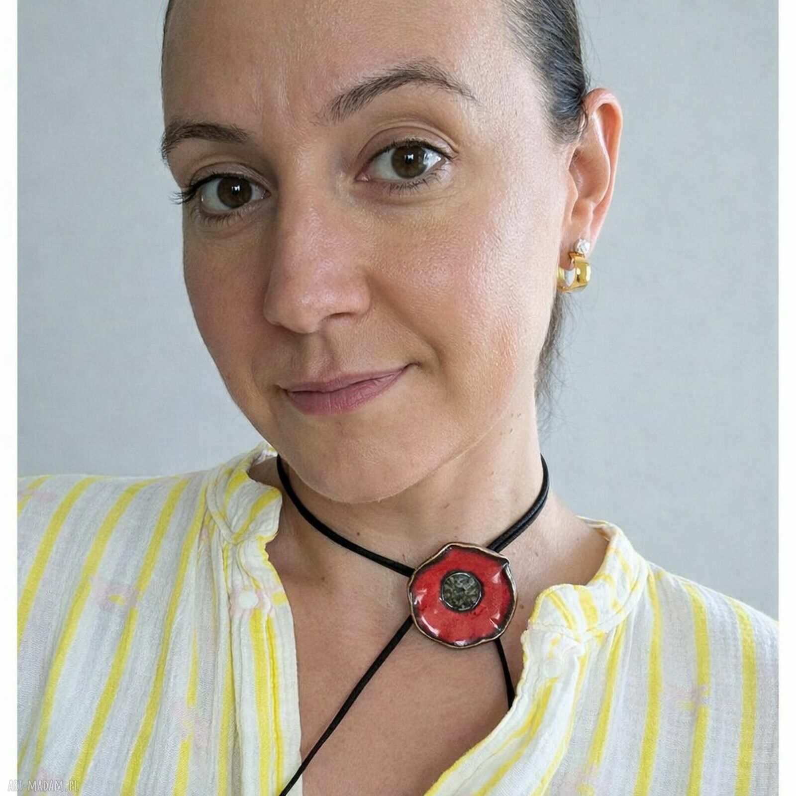 Naszyjnik Maczek - regulowany naszyjnik z ceramicznym makiem