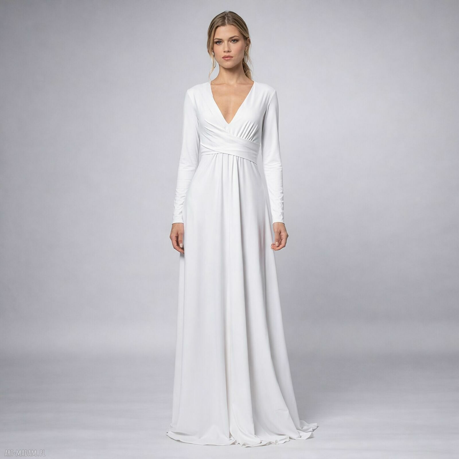 Suknia maxi Magdalena Hypnotic White - biała, wygodna, na ślub