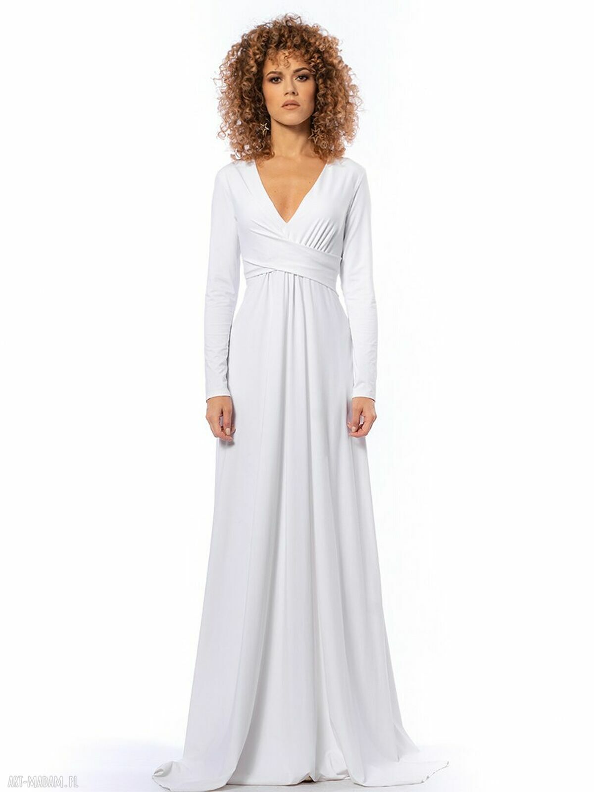 Suknia maxi Magdalena Hypnotic White - biała, wygodna, na ślub