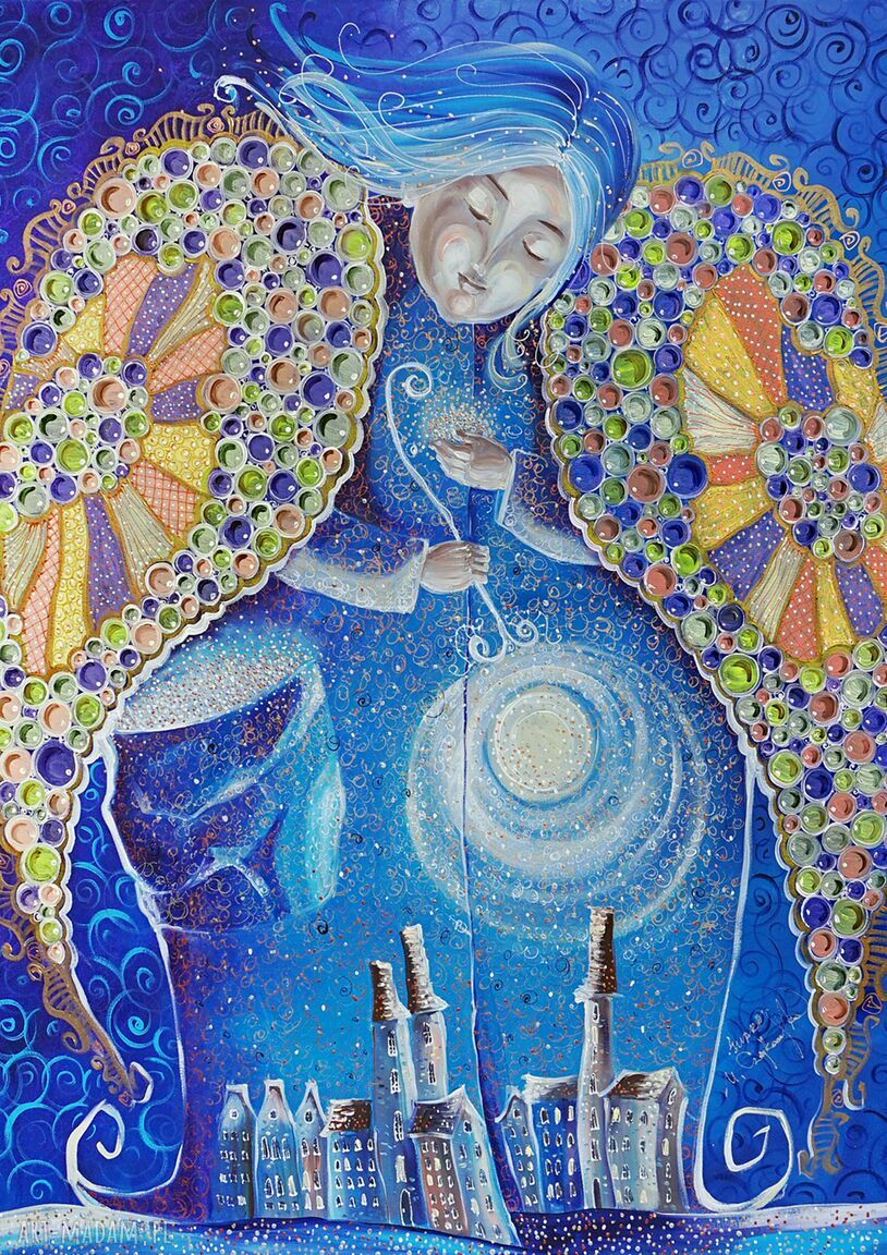 Magiczne gwiazdy Anioła Stróża - obraz giclee na płótnie Canvas