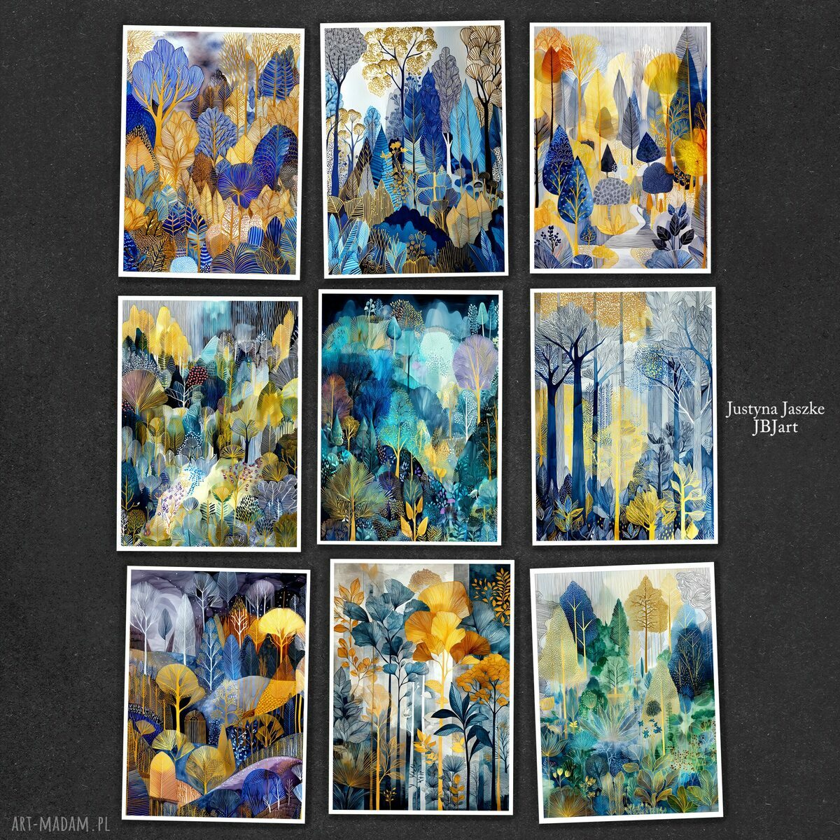 Magiczny las - zestaw 9 grafik 13x18 cm Justyna Jaszke