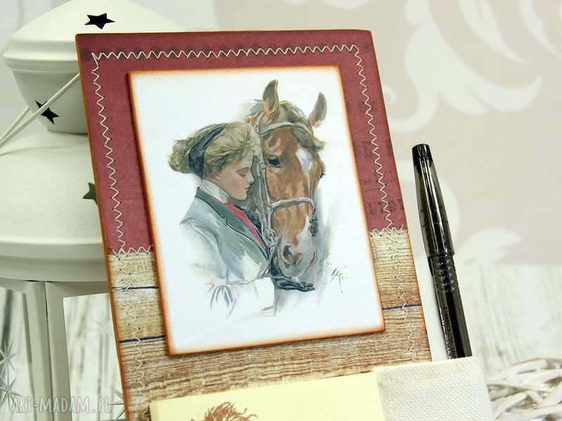 Notes na lodówkę „Przyjaźń” z końmi - magnes handmade