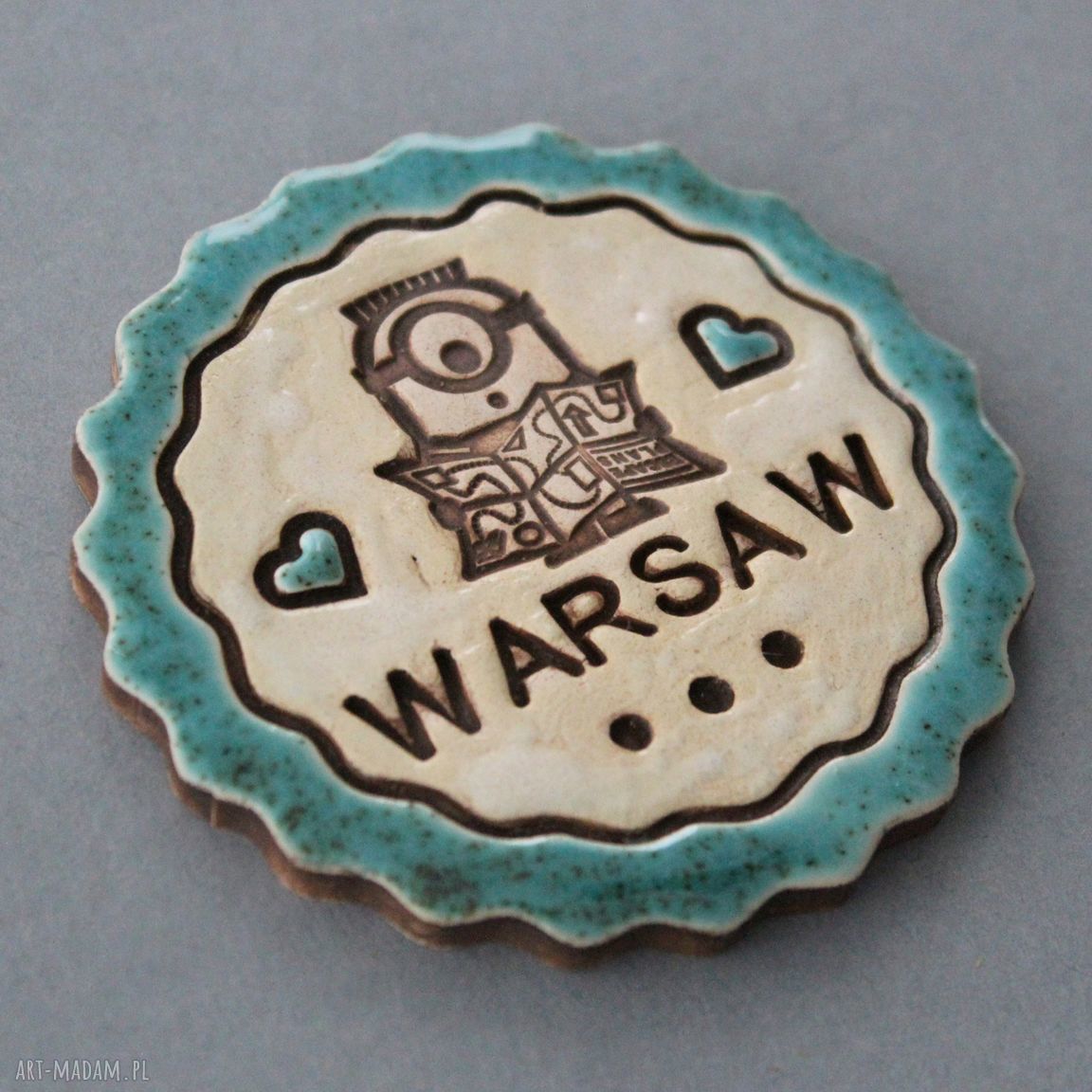 Magnes ceramiczny Warszawa - ręcznie zdobiony upominek